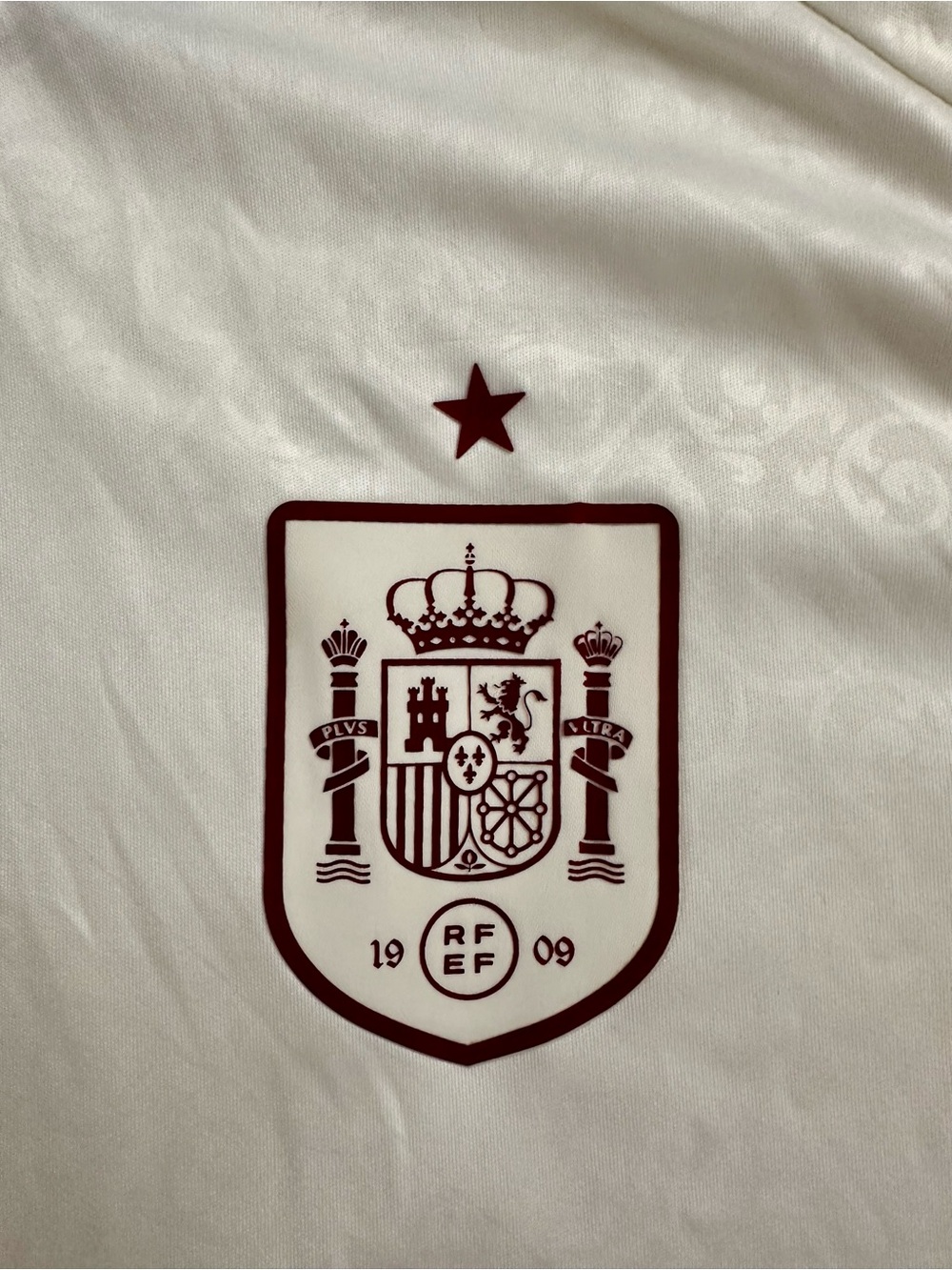 Spain Men’s White Football Jersey with Burgundy and Gold Accents - Picture 2 of 4